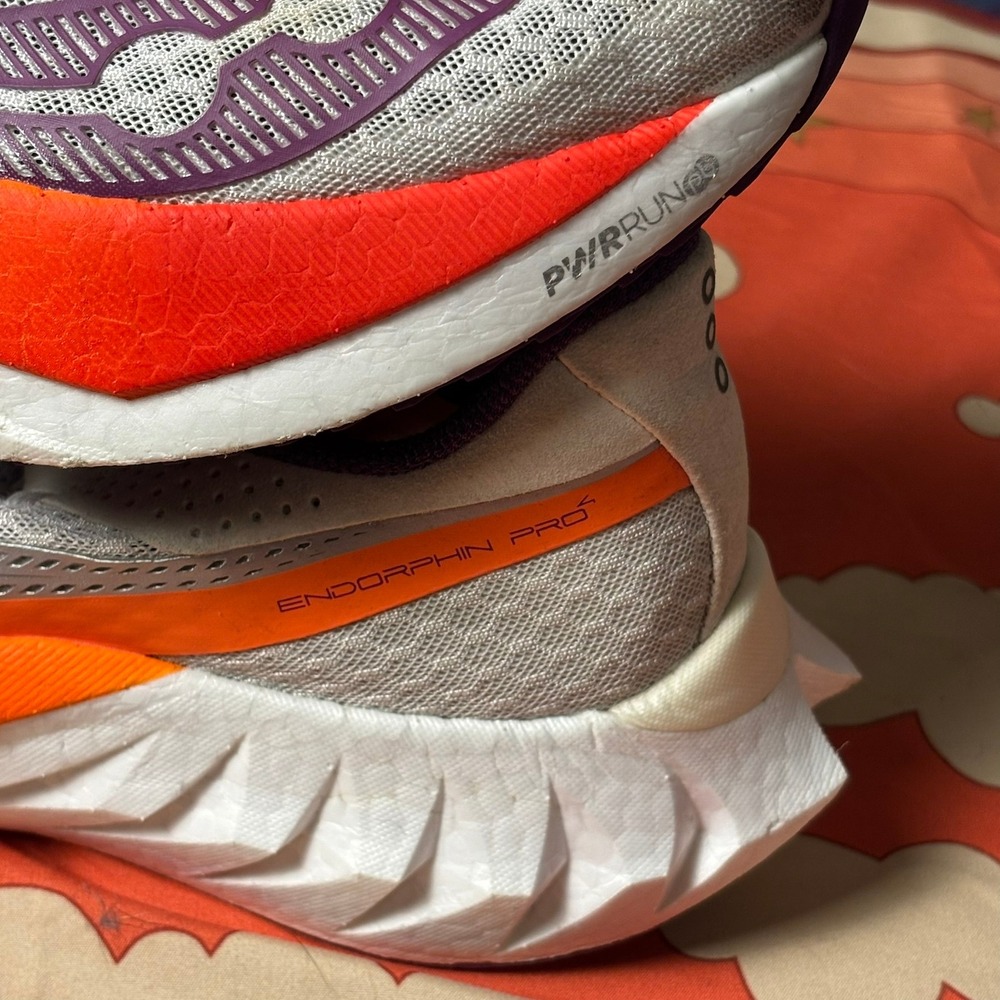 Saucony Endorphin Pro 4 Womens 10 Running Shoes White Purple Orange Outdoor Walk - Picture 8 of 12